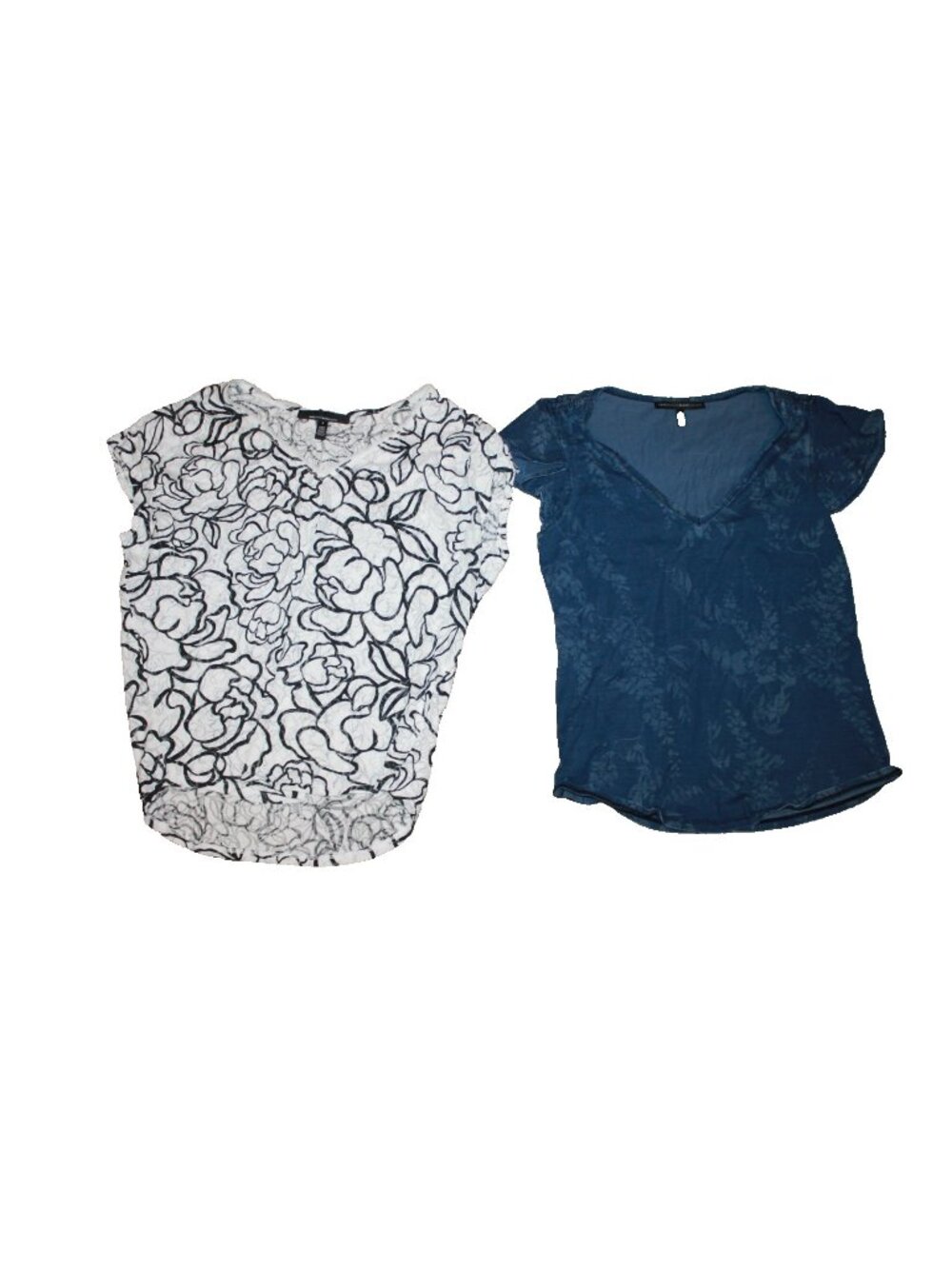 White House Black Market Lot Of 2  Short Cap Sleeve Tops Size S V-Neck Shirts